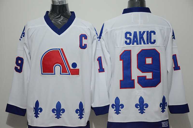 Quebec Nordiques #19 Sakic White CCM Throwback Jerseys