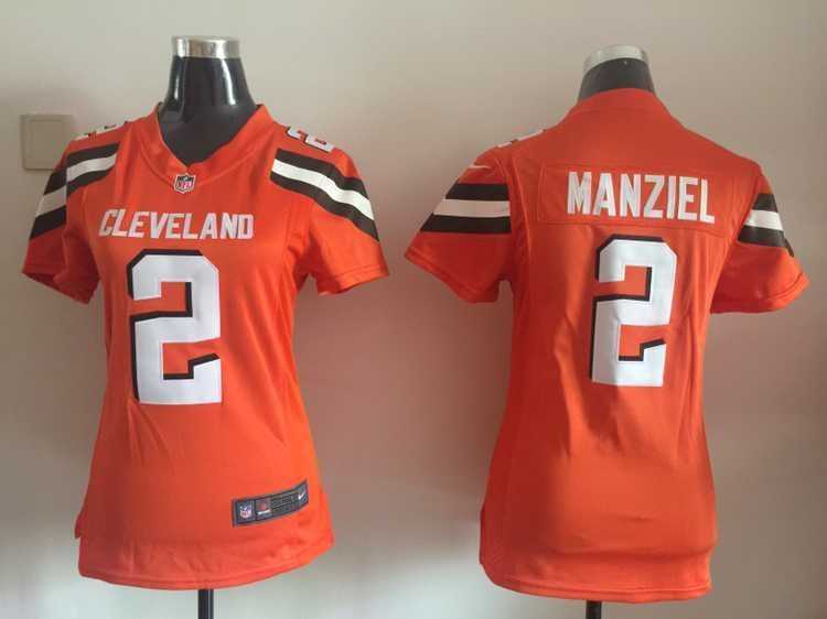 Womens Nike Cleveland Browns #2 Johnny Manziel 2015 Orange Team Color Game Jerseys