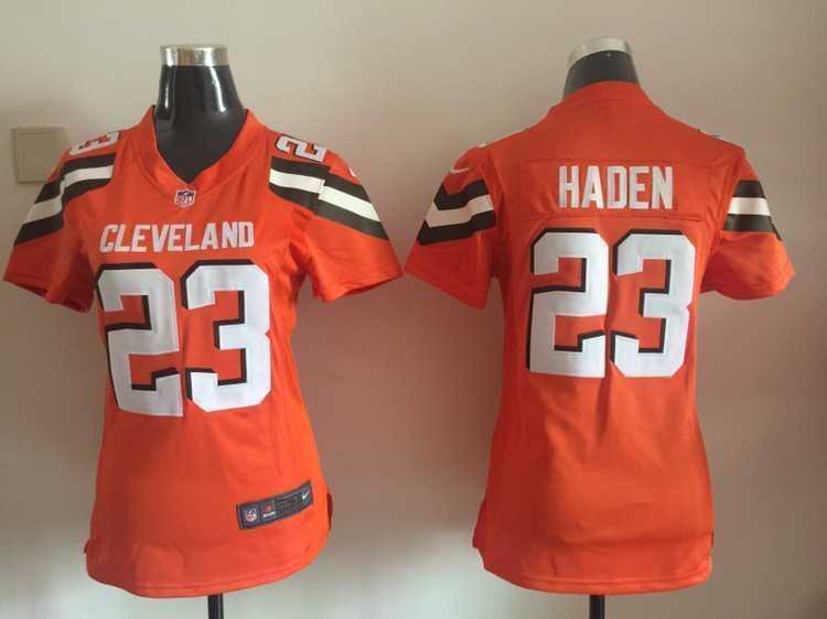 Womens Nike Cleveland Browns #23 Joe Haden 2015 Orange Team Color Game Jerseys