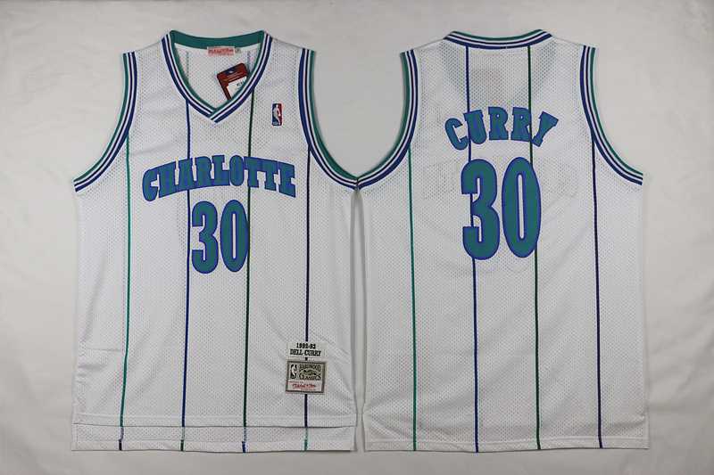 Charlotte Bobcats #30 Curry White Swingman Stitched Jerseys