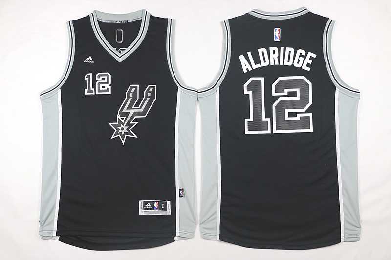 San Antonio Spurs #12 LaMarcus Aldridge Black New Road Stitched Jerseys