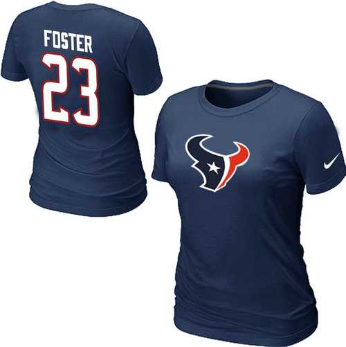 Womens Nike Houston Texans #23 FOSTER Name x26 Number D.Blue T-Shirt