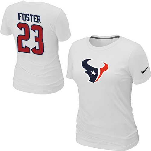 Womens Nike Houston Texans #23 FOSTER Name x26 Number White T-Shirt