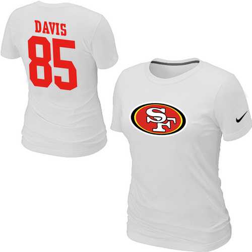 Womens Nike San Francisco 49ers #85 Vernon Davis Name x26 Number White T-Shirt