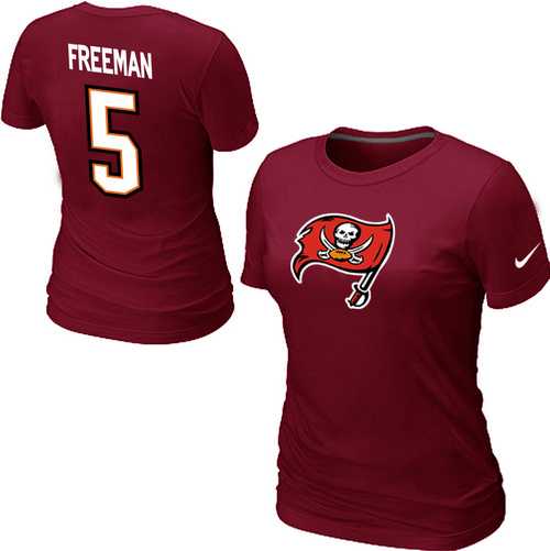 Womens Nike Tampa Bay Buccaneers #5 Josh Freeman Name x26 Number Red T-Shirt