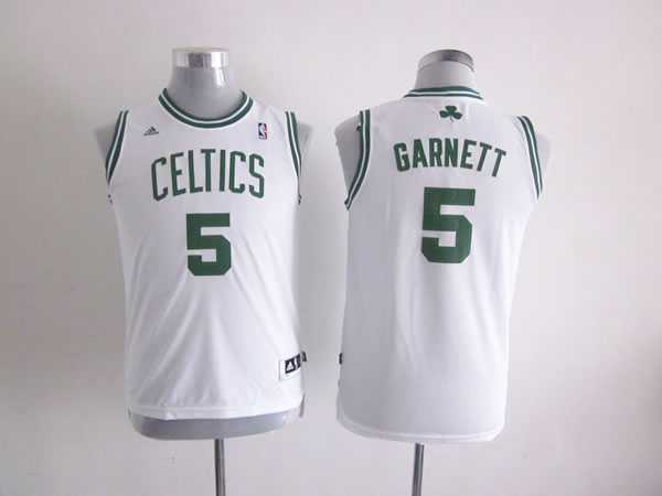 Youth Boston Celtics #5 Kevin Garnett White Jerseys