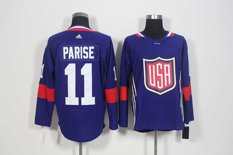 Team USA #11 Parise 2016 World Cup of Hockey Olympics Game Navy Blue Men's Stitched NHL Jersey