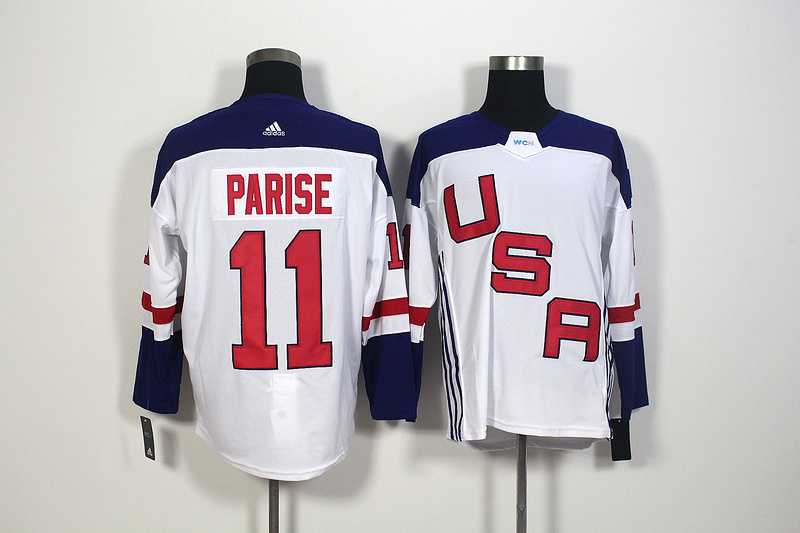 Team USA #11 Parise 2016 World Cup of Hockey Olympics Game White Men's Stitched NHL Jersey