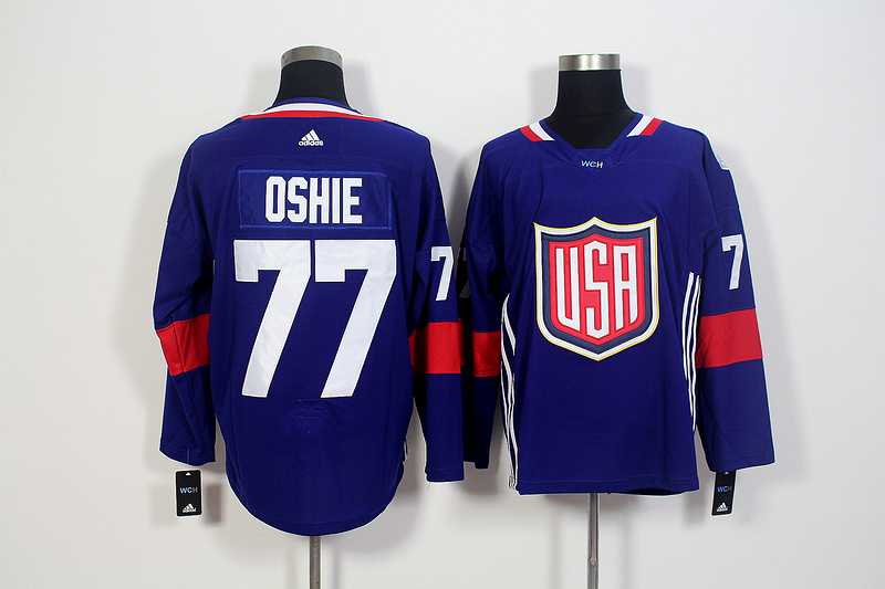 Team USA #77 Oshie 2016 World Cup of Hockey Olympics Game Navy Blue Men's Stitched NHL Jersey