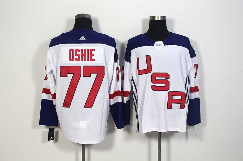 Team USA #77 Oshie 2016 World Cup of Hockey Olympics Game White Men's Stitched NHL Jersey