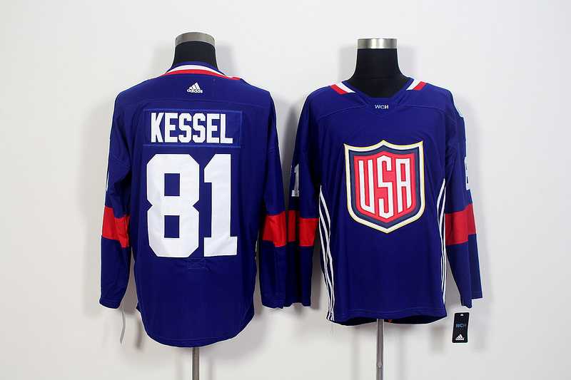 Team USA #81 Kessel 2016 World Cup of Hockey Olympics Game Navy Blue Men's Stitched NHL Jersey
