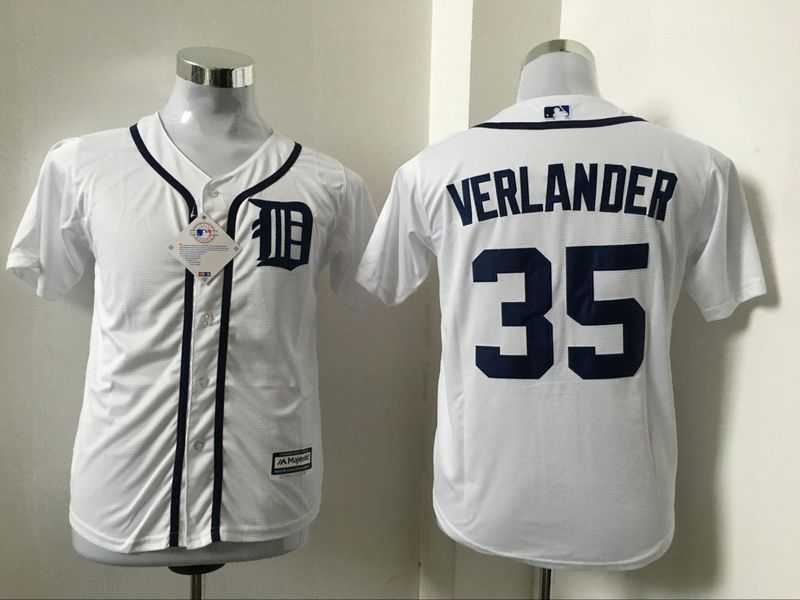 Youth Detroit Tigers #35 Justin Verlander White New Cool Base Stitched Baseball Jersey
