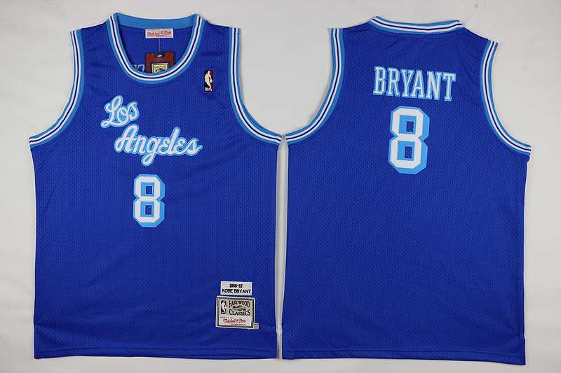 Youth Los Angeles Lakers #8 Kobe Bryant Blue Throwback Swingman Jerseys