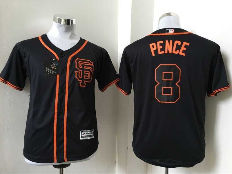 Youth San Francisco Giants #8 Hunter Pence Black New Cool Base Stitched Baseball Jersey