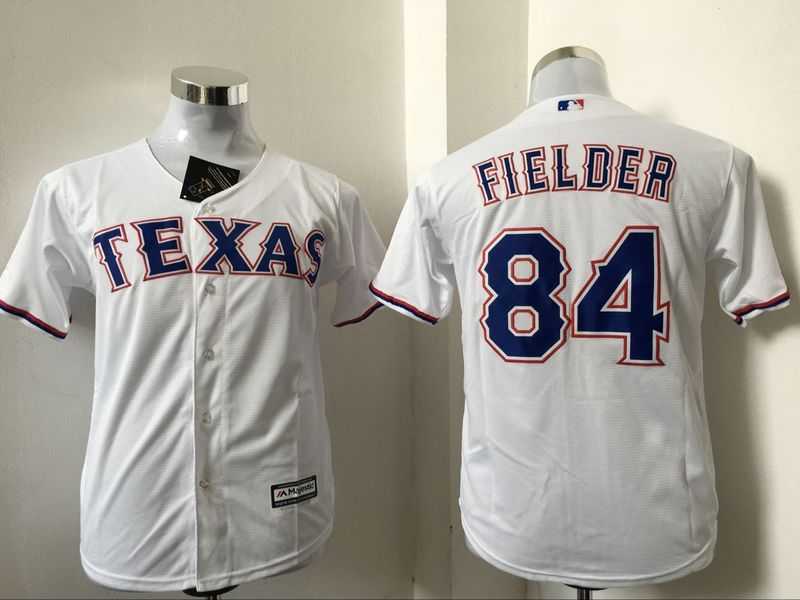 Youth Texas Rangers #84 Prince Fielder White New Cool Base Stitched Baseball Jersey