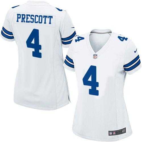 Women Nike Dallas Cowboys #4 Dak Prescott White Team Color Stitched Game Jersey