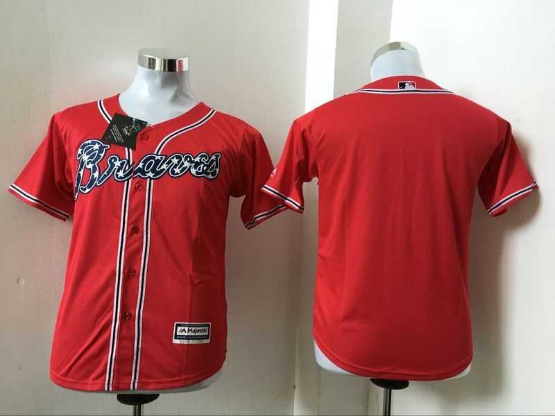 Youth Atlanta Braves Customized Red New Cool Base Stitched Baseball Jersey