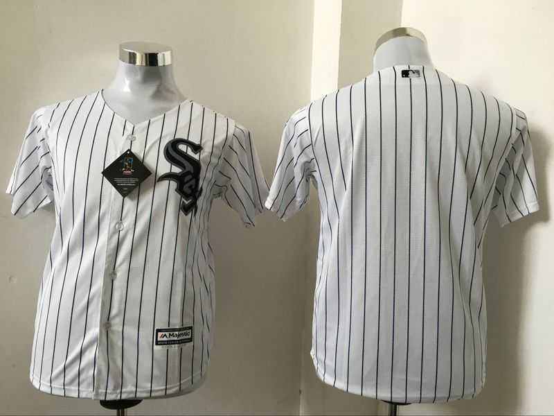Youth Chicago White Sox Customized White (Black Strip) New Cool Base Stitched Baseball Jersey
