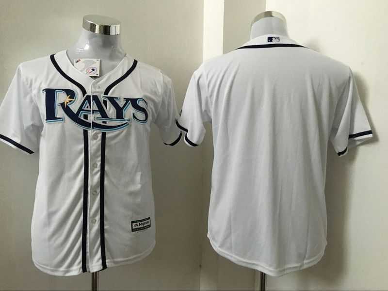 Youth Tampa Bay Rays Customized White New Cool Base Stitched Baseball Jersey