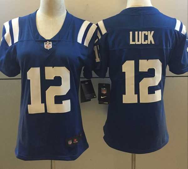 Women Nike Limited Indianapolis Colts #12 Andrew Luck Royal Blue 2016 Rush Stitched NFL Jersey
