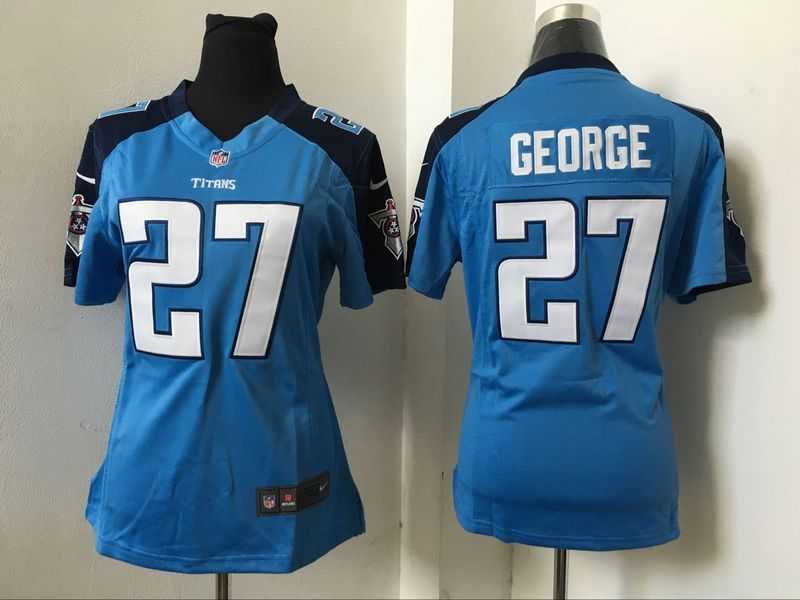 Women Nike Tennessee Titans #27 Eddie George Blue Team Color Stitched Game Jersey