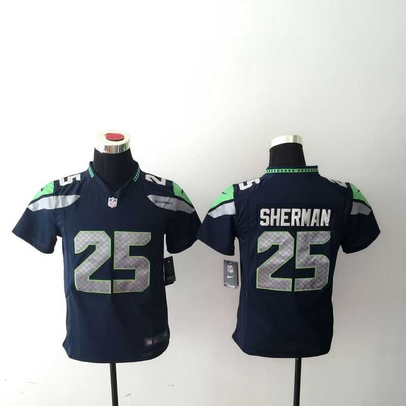 Youth Nike Seattle Seahawks #25 Richard Sherman Navy Blue Team Color Stitched Game Jersey