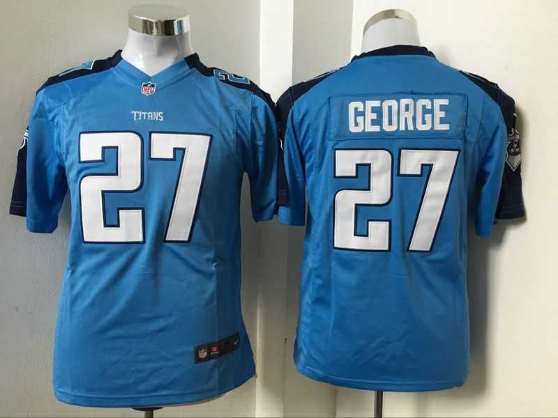 Youth Nike Tennessee Titans #27 Eddie George Blue Team Color Stitched Game Jersey