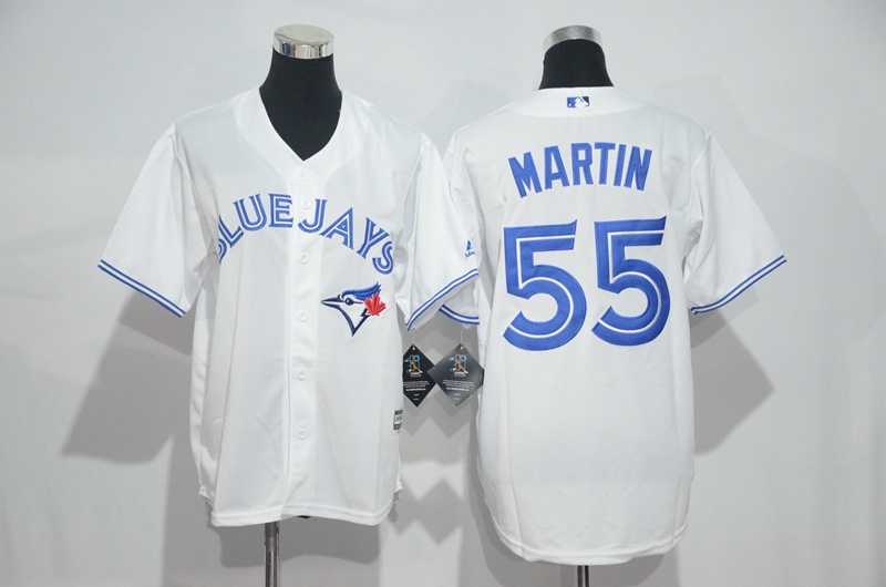 Youth Toronto Blue Jays #55 Russell Martin White New Cool Base Stitched Jersey