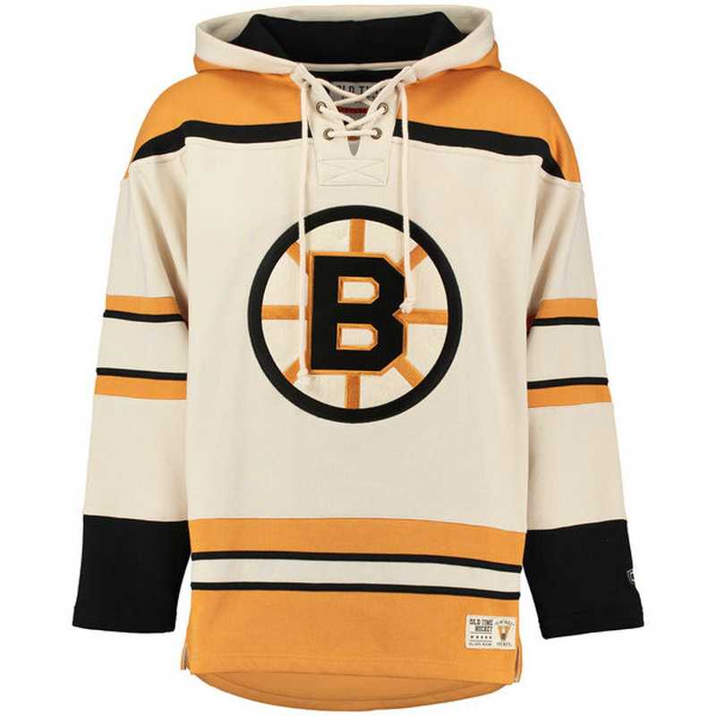 Boston Bruins Blank (No Name & Number) Cream Stitched NHL Hoodie WanKe