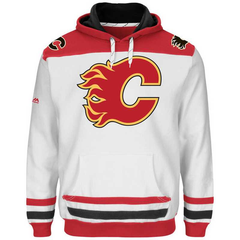 Calgary Flames Blank (No Name & Number) White Stitched NHL Hoodie WanKe