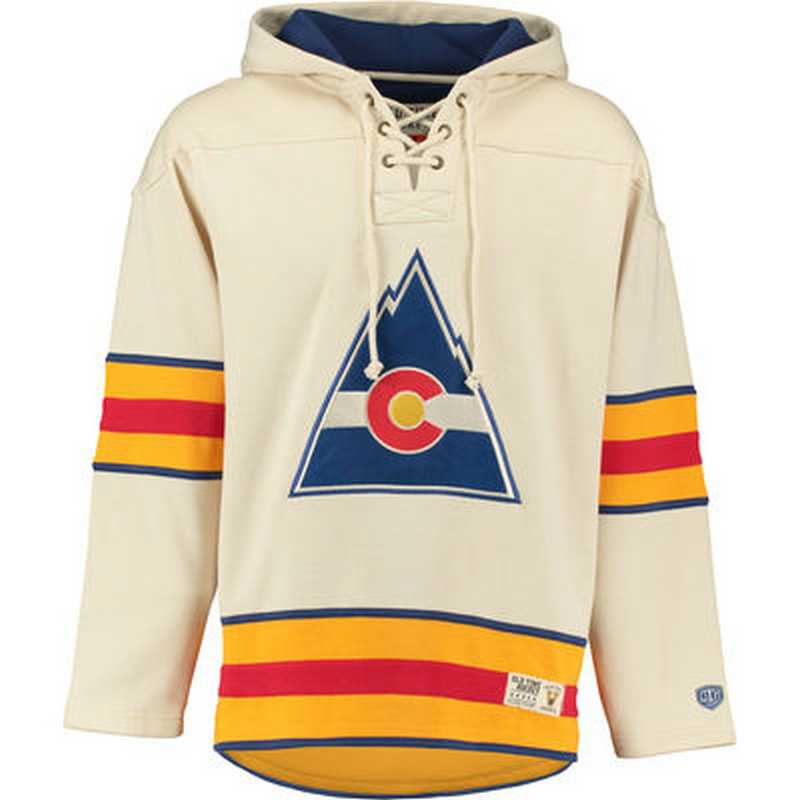 Colorado Avalanche Blank (No Name & Number) Cream CCM Throwback Stitched NHL Hoodie WanKe