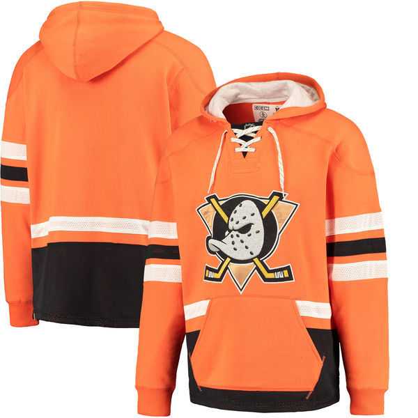 Customized Men's Anaheim Ducks Any Name & Number New Orange Stitched Hoodie