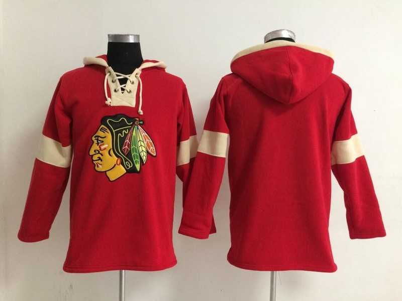 Customized Men's Chicago Blackhawks Any Name & Number Red Solid Color Stitched NHL Hoodie