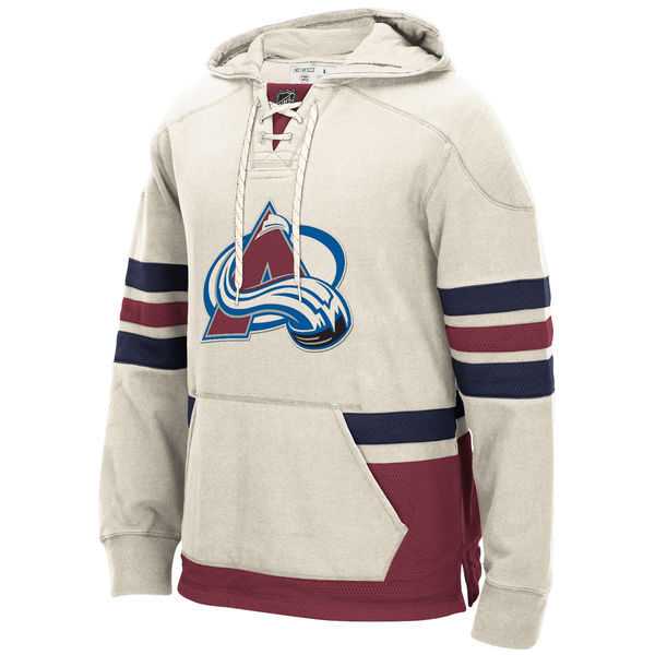 Customized Men's Colorado Avalanche Any Name & Number Cream Stitched Hoodie