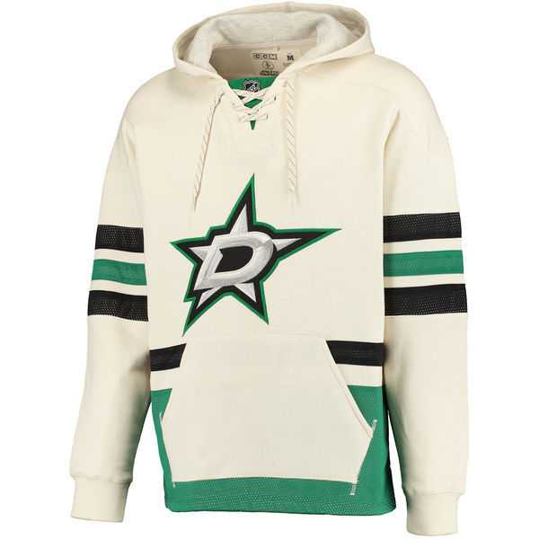Customized Men's Dallas Stars Any Name & Number Cream Stitched Hoodie