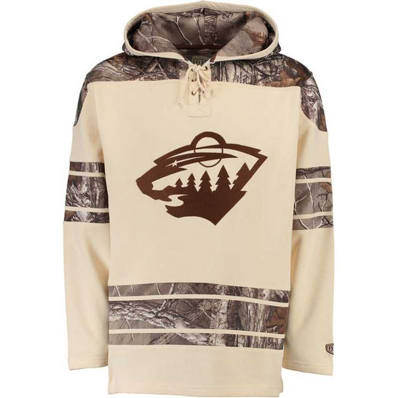 Customized Men's Minnesota Wild Any Name & Number Cream-Camo Stitched NHL Hoodie