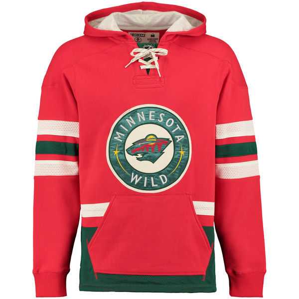 Customized Men's Minnesota Wild Any Name & Number Red Stitched Hoodie