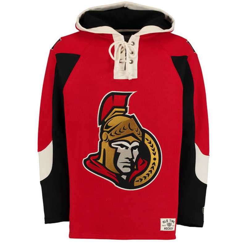Customized Men's Ottawa Senators Any Name & Number Red CCM Throwback Stitched NHL Hoodie
