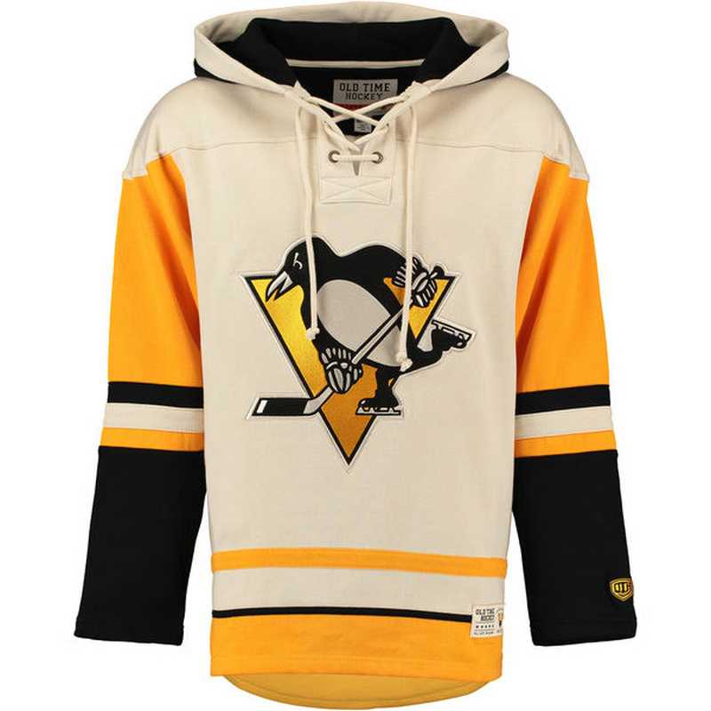 Customized Men's Pittsburgh Penguins Any Name & Number Cream-Yellow Stitched NHL Hoodie