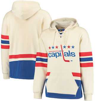 Customized Men's Washington Capitals Any Name & Number Cream Stitched Hoodie