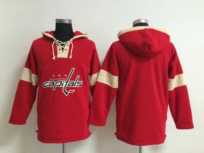 Customized Men's Washington Capitals Any Name & Number Red Solid Color Stitched NHL Hoodie