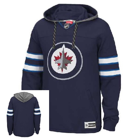 Customized Men's Winnipeg Jets Any Name & Number Blue Stitched Hoodie