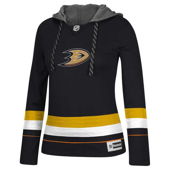 Customized Women Anaheim Ducks Any Name & Number Black Stitched Hockey Hoodie
