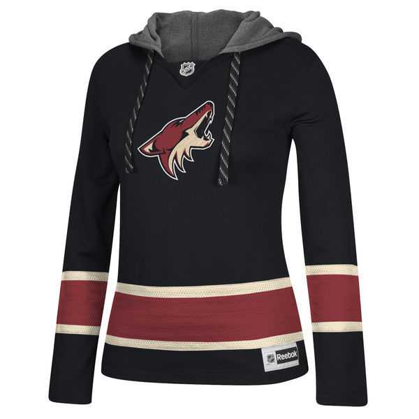 Customized Women Phoenix Coyotes Any Name & Number Black Stitched Hockey Hoodie