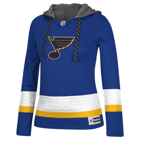 Customized Women St. Louis Blues Any Name & Number Blue Stitched Hockey Hoodie