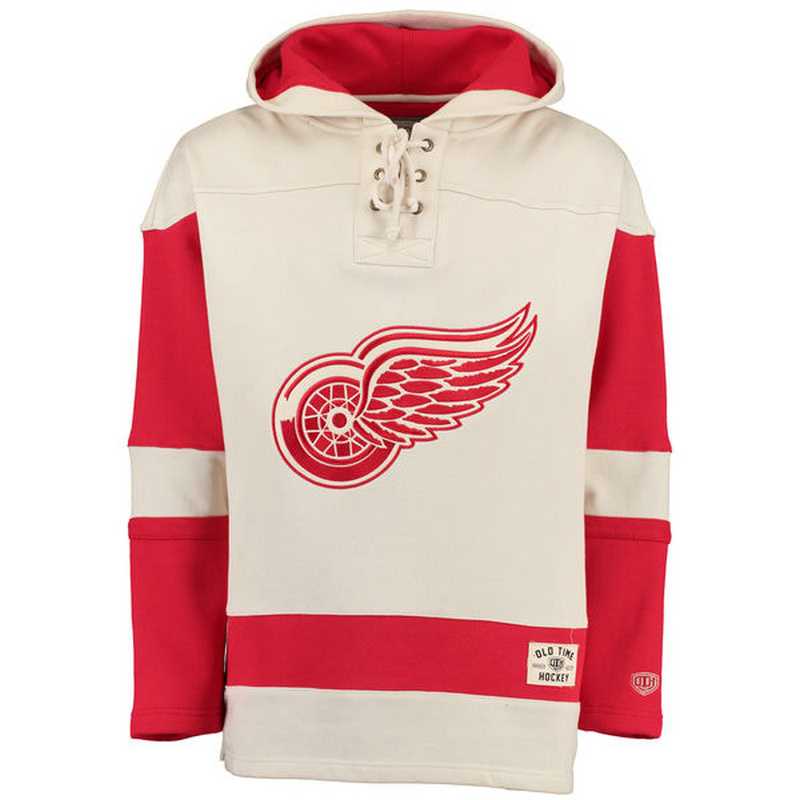 Detroit Red Wings Blank (No Name & Number) Cream Stitched NHL Hoodie WanKe