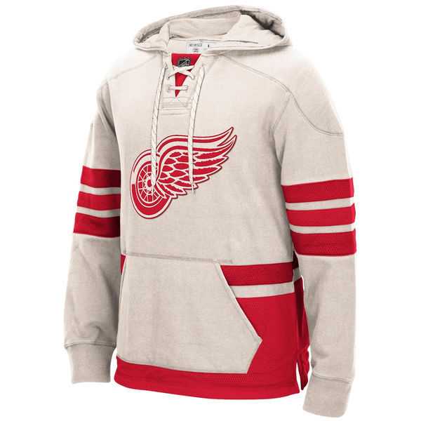 Detroit Red Wings Blank (No Name & Number) White Stitched NHL Pullover Hoodie WanKe