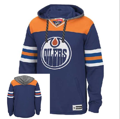 Edmonton Oilers Blank (No Name & Number) Navy Blue Stitched NHL Pullover Hoodie WanKe