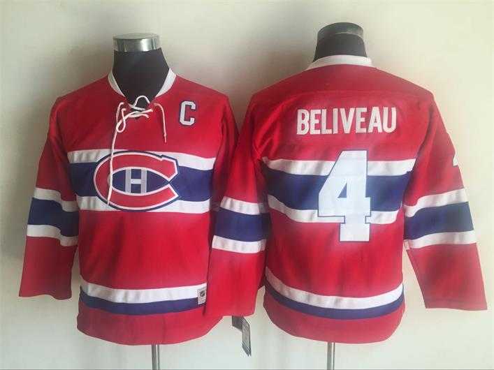 Montreal Canadiens #4 Jean Beliveau Red Stitched NHL Jersey