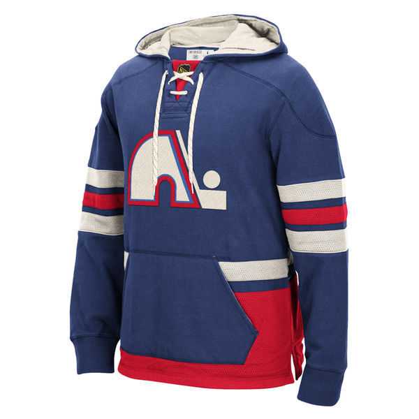 Quebec Nordiques Blank (No Name & Number) Blue Stitched NHL Pullover Hoodie WanKe